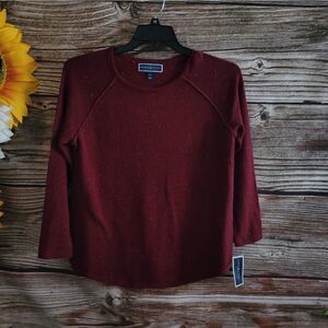 "Karen Scott " Woman's long sleeve sweater top Size: PS merlot  Knitted NWT